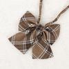 Brown Checkered Striped Neck Tie Pre-Tied Bowtie for Japanese JK School Uniform