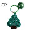 Mini Sock Ornament Yarn Crochet Christmas Keychain with Bell, Handmade Tree Hat Glove Wreath Festive Keyring for Car Keys Key Ring Pendant,