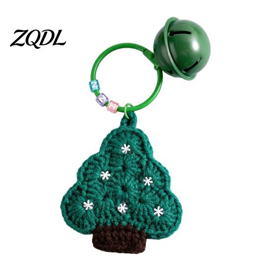 Mini Sock Ornament Yarn Crochet Christmas Keychain with Bell, Handmade Tree Hat Glove Wreath Festive Keyring for Car Keys Key Ring Pendant,