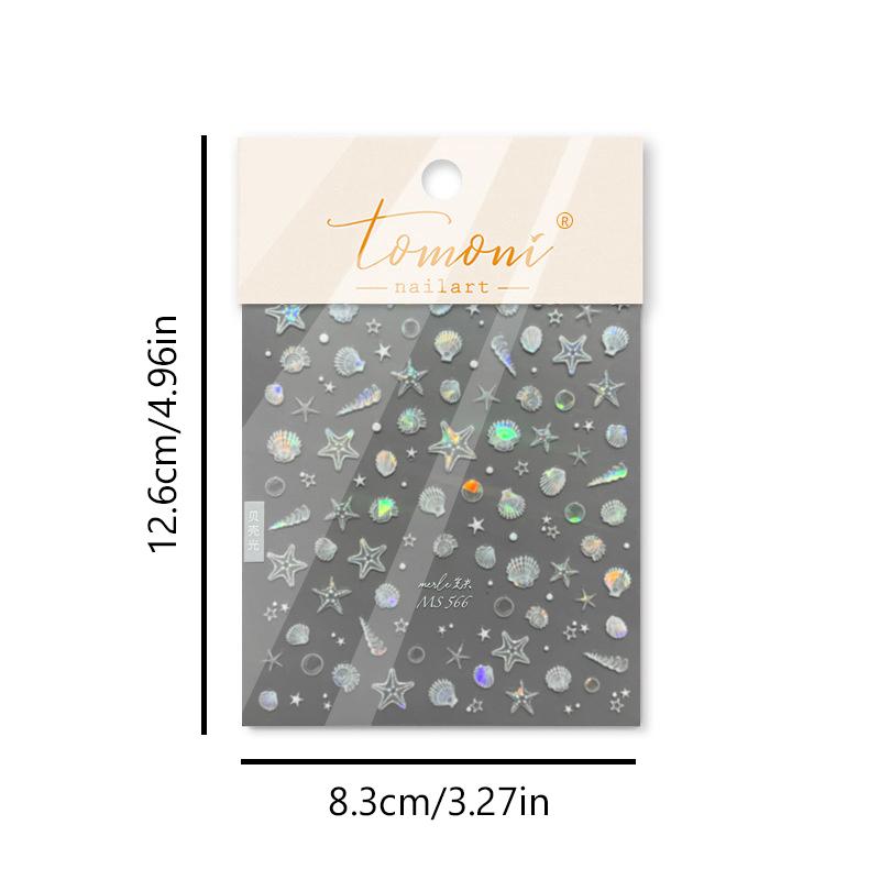 

Блестящие Ракушки Свет Лазер Морская Ракушка Раковина Морская Звезда Звезда Самоклеящиеся Наклейки-Декали для Нейл-Арта Маникюр Фантастические Морские Шармы