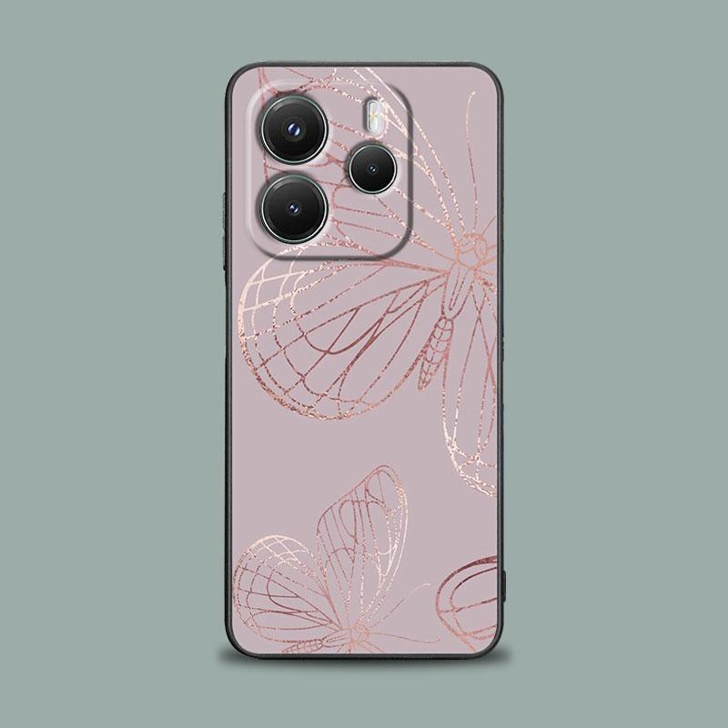 Handyhülle für Xiaomi Redmi Note 15 14 13 12 11 10 Pro Plus 5G Redmi 15C 14C 12C 13C Hülle Rosa Glitzer Herzen Liebe Grasblatt