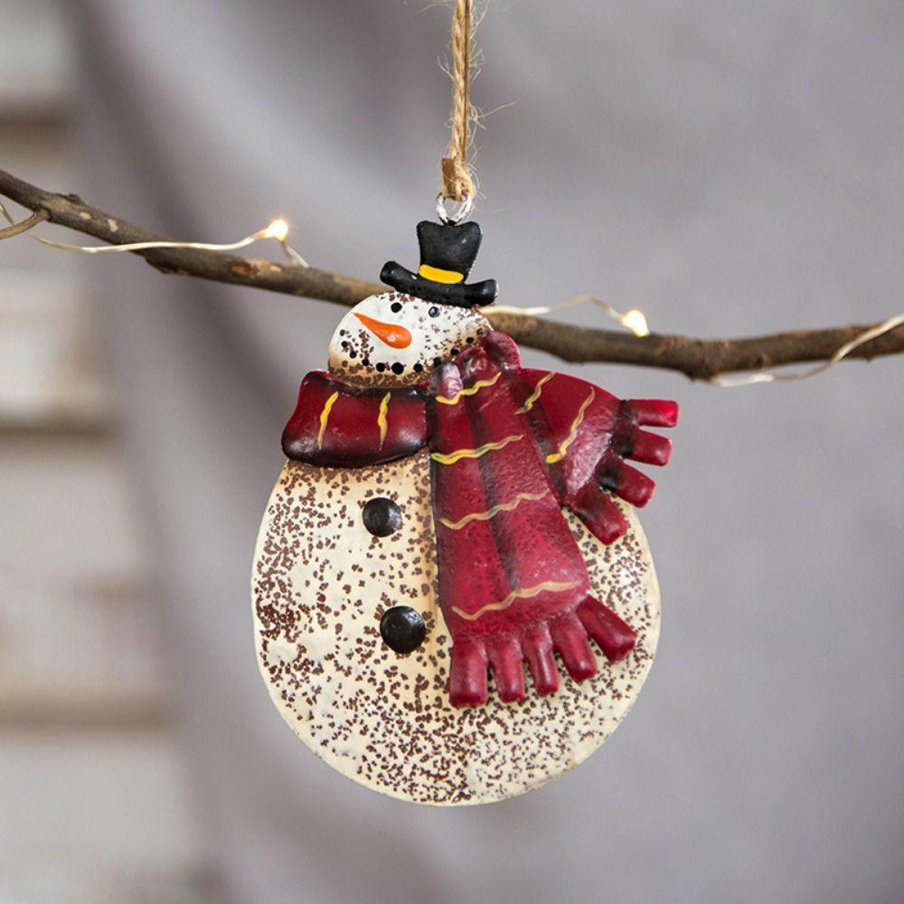 2D Christmas Snowman Pendant Santa Claus/Snowman Vintage Santa Claus Hanging Ornaments Iron Hanging Snowman Doll Pendant