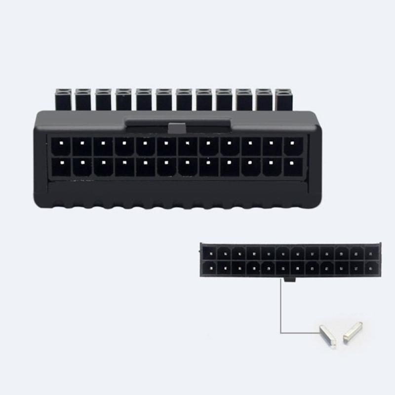 Adapter zasilania 24-pinowy żeński na 24-pinowy męski, kątowy 90 stopni, złącze mostkujące do zasilania komputera stacjonarnego