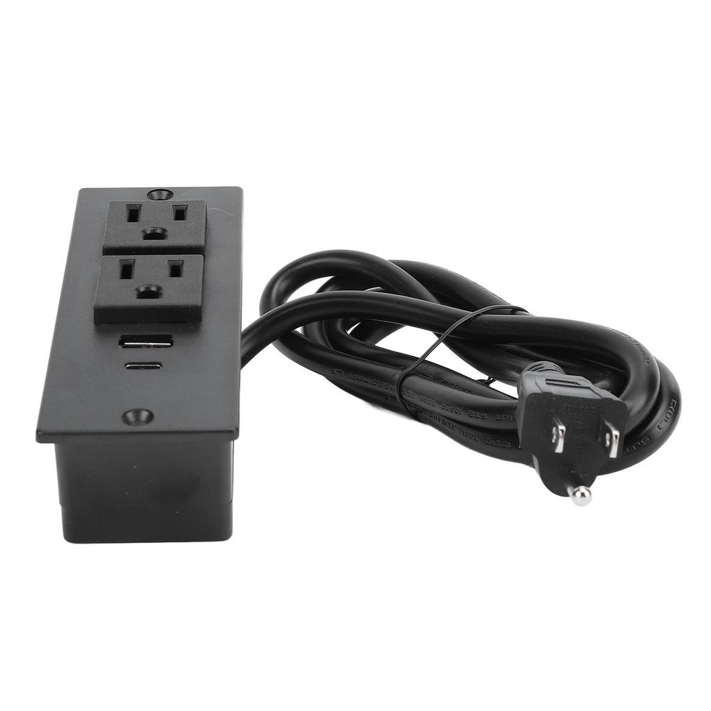 Conference Recessed Power Strip Table Socket Furniture Outlet PD 20W Fast Charging 2 USB Ports 1.5m Cord