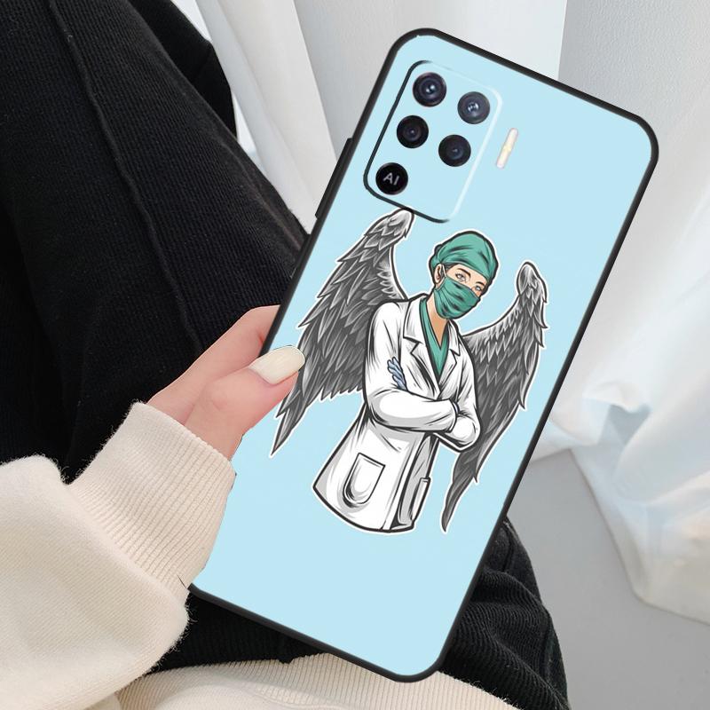 Cartoon Medicine Doctor Nurse Case For Oppo A40 A60 A80 A5 Pro A15 A16 A17 A57 A77 A94 A74 A54 A76 A96 A18 A38 A58 A78 A98