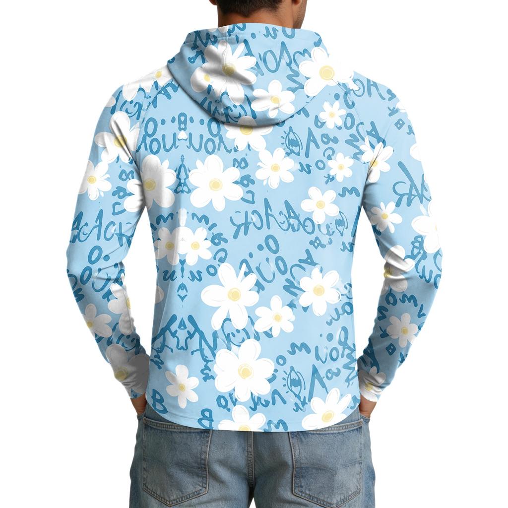 Herren UPF50+ Sonnenschutz Hoodie Leicht Schnelltrocknend Langarm Kapuzenshirt Atmungsaktiv Outdoor Sportbekleidung zum Wandern Laufen Angeln
