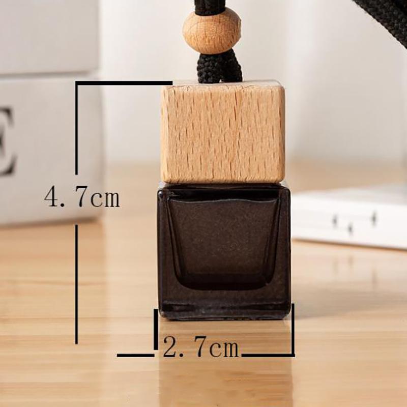 1Pc 8ML Air Freshener Car-styling Empty Perfume Bottle Pendant For Essential Oils Car Perfume Bottle Square Black Transparent