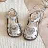Korean Style Luxury Rhinestone Summer Sandals For Girls Trend Fashion Anti-slippery Girl's Sandal Barefoot Footwear