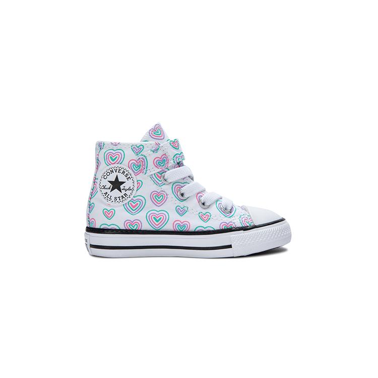 Converse Chuck Taylor All Star EasyOn High TD Hearts Baby Sneakers White Oops-Pink A08379C