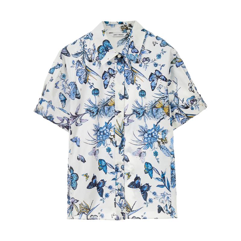 Рубашка-поло с коротким рукавом и цветочным принтом Langzi M