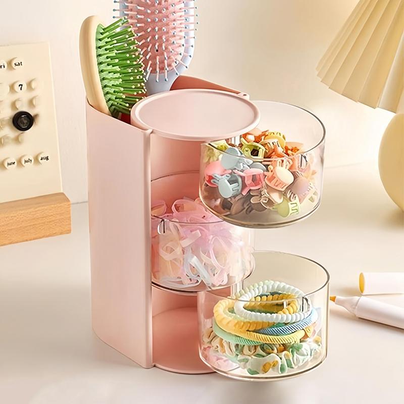 Hair Accessories Organizer With Hair Brush Holder, Rotatable Makeup Brush Holder