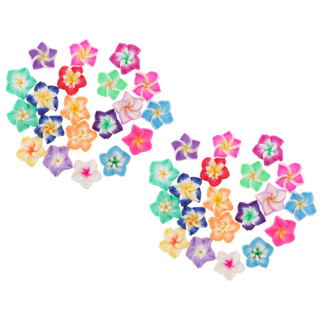 40 Piece Handmade Porcelain Cabochons Flower Charms Polymer Clay Beads Jewelry Flatback