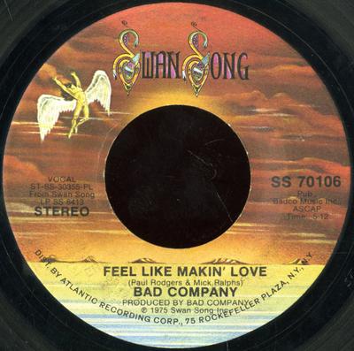 7inch Record BAD COMPANY - Feel Like Makin' Love SS70106 Swan Song 1975 US Rock Used