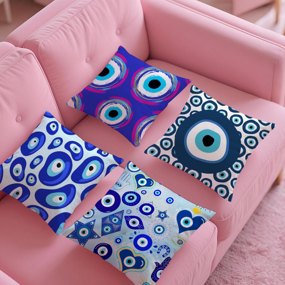 Classic Prank Evil Eyes Funny Pillow Case Silky Short Plush With Invisible Zipper Dustproof Sofa Cushion Cover For Home Decor