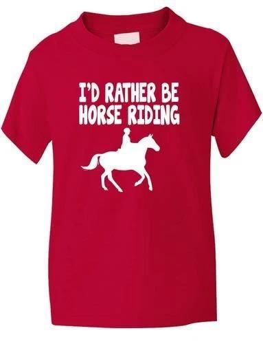 

I d Rather Be Horse Riding Pony Funny Boys Girls Kids T-Shirt Gift Age 1-13 M