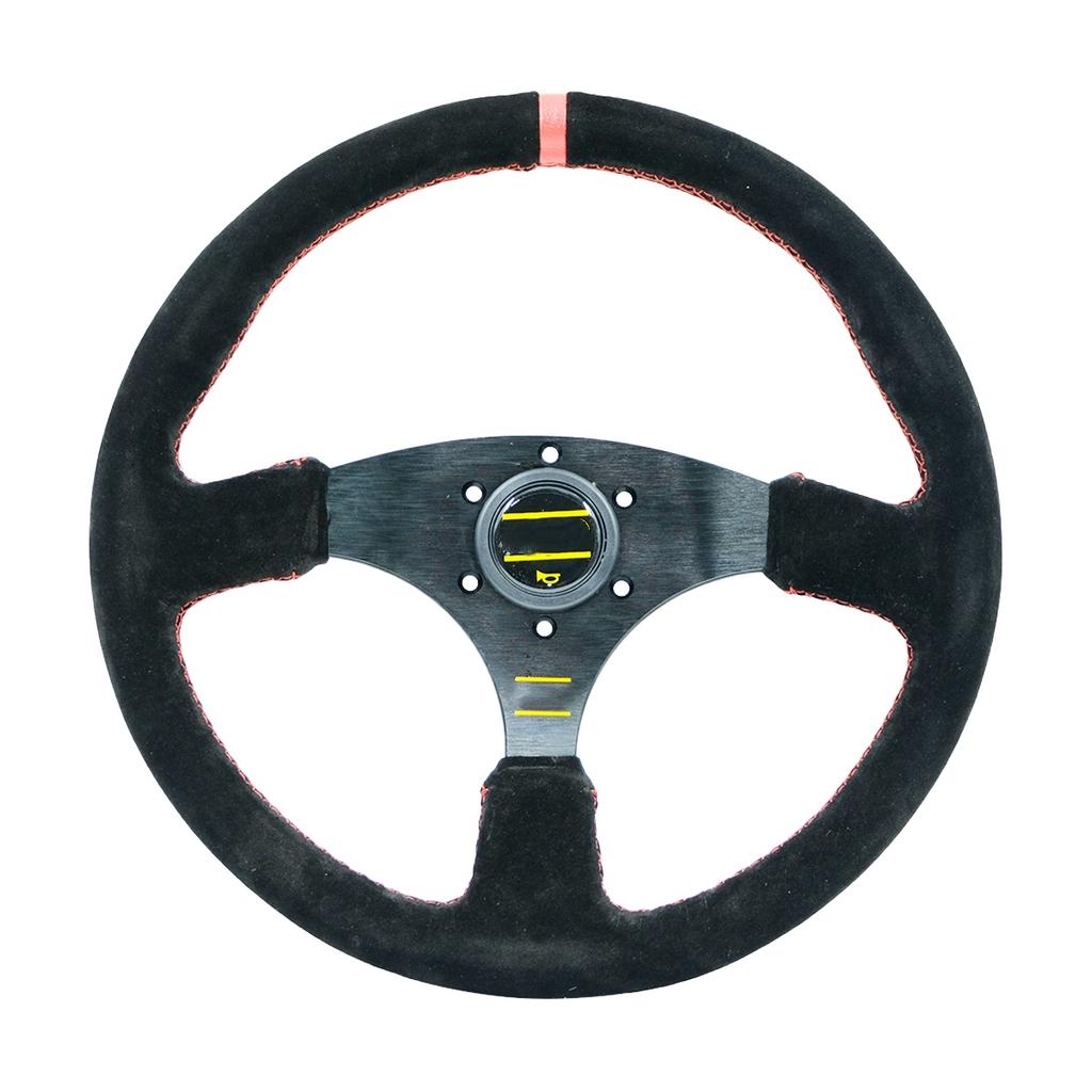 Car Modification Racing Leather/frosted Steering Wheel, Competitive Sports 14 Inch Flat Universal Steering Wheel
