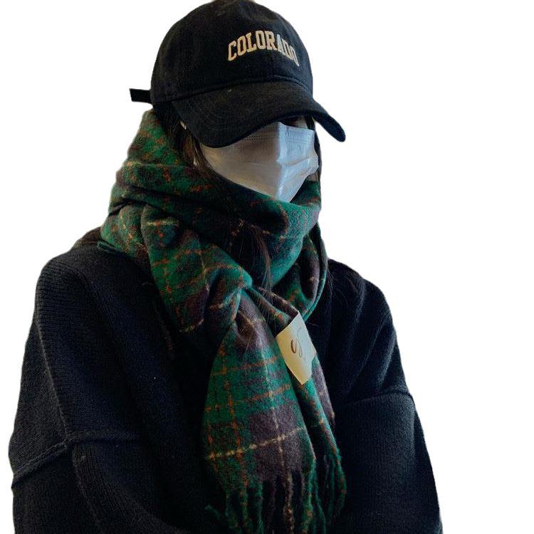 Cozy Retro-Style Unisex Cashmere Imitation Scarf – Warm Korean-Inspired Shawl for Autumn and Winter