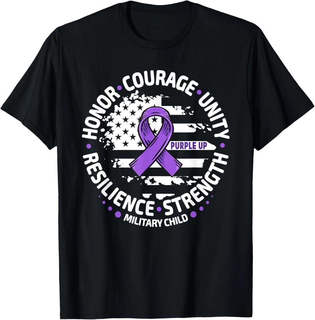 Purple Up For Military Us Flag Cool Military Month Unisex T-Shirt