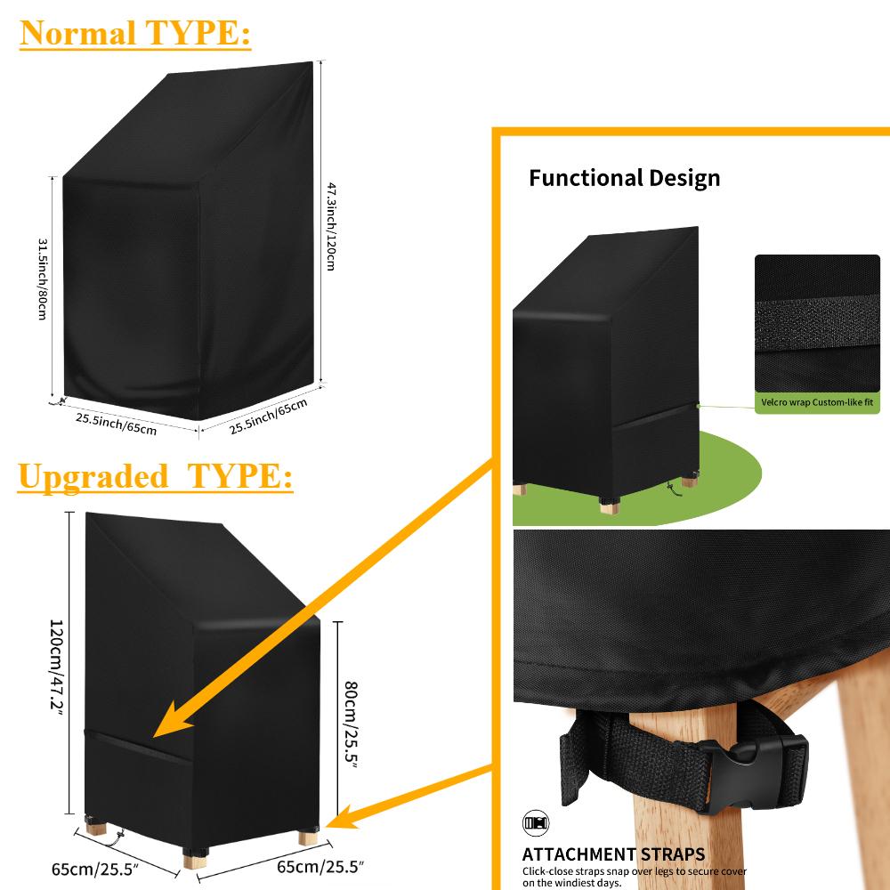 Waterproof Garden Chair Covers Anti-UV 210D Oxford Fabric Outdoor Stackable Chairs Covers Patio Chair Covers Furniture Protector