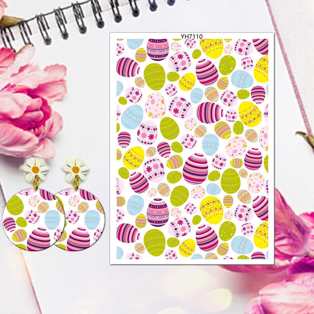 Clay Transfer Paper Easters Colored Eggs Transfer Paper Water Soluble Clay Transfer Sheets Easy To Use for Clay Earrings