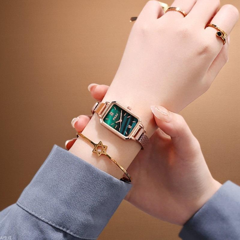 Retro Temperament Women's Watch Women's Watch, Small Square Watch Women's Watch Small Green