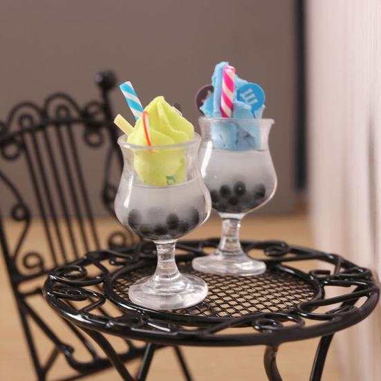 

1:6 Creative Drop-resistant Decorate Realistic Looking Dollhouse Ice Cream Cup Prop for Micro Landscape Simulation Milk Tea оранжевый