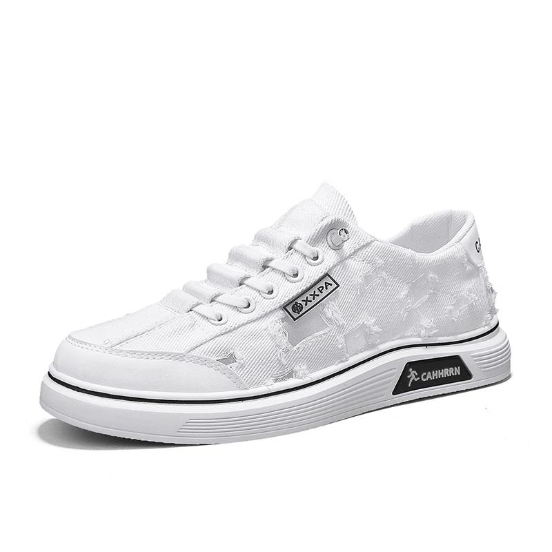 Fashion Unisex Canvas Slip-On Flat Bottom Shoes Summer Breathable Casual Rubber Sole Adult Footwear Fashionable Trendy White Sneakers