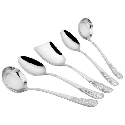 5-dielna súprava nerezových servírovacích lyžíc na jedálenský stôl/do kuchyne, hrúbka 1,8 mm