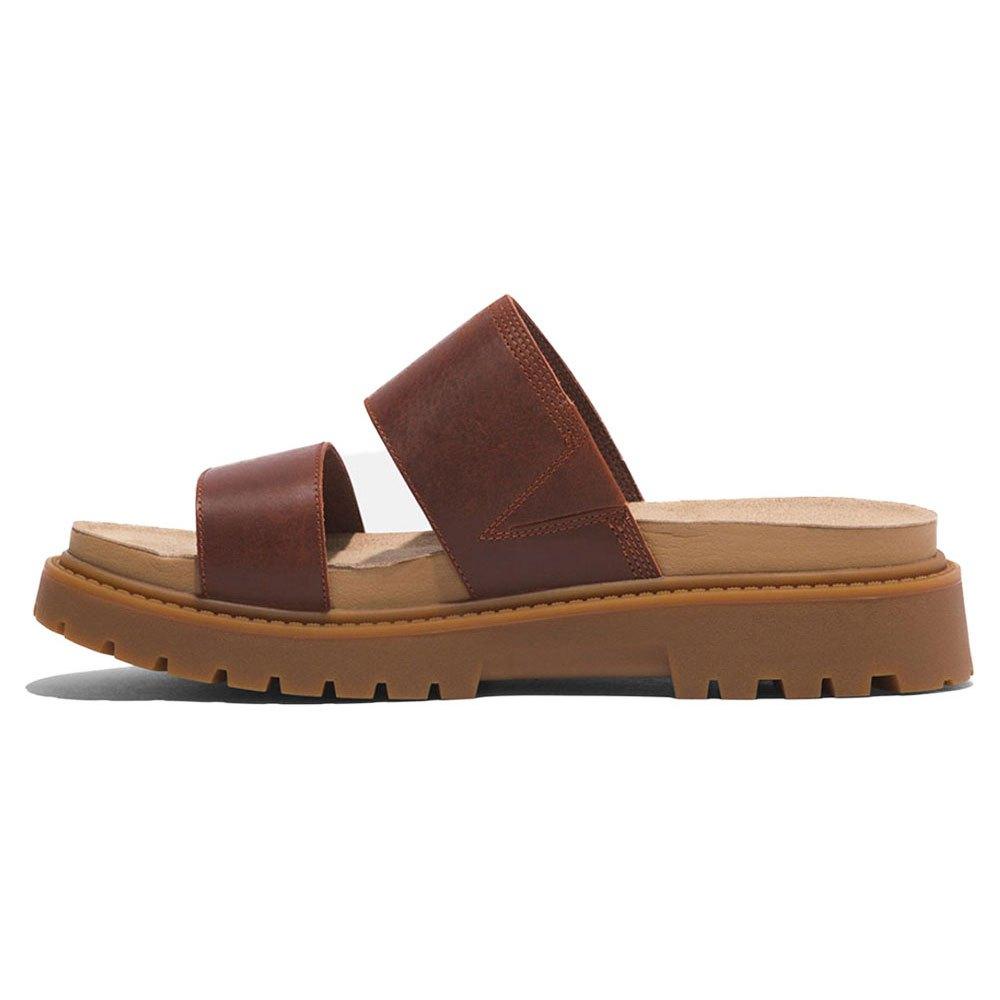 Timberland Clairemont Way Slide Sandals Leather Brown
