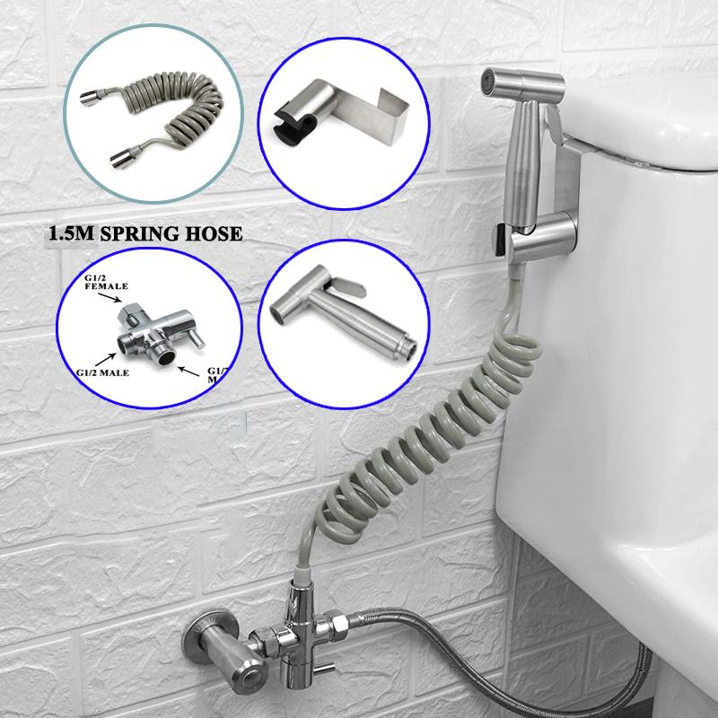 Handheld Bidet Toilet Portable Spray Gun Set Stainless Steel Cleaning Women Washing Self Cleaning Bathroom Accessories