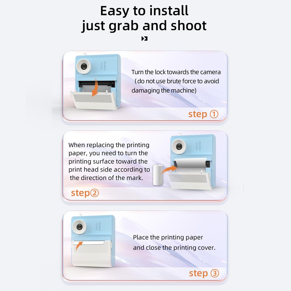 Kids Instant Print Camera Digital Camera for Kids 1080P Digital Video Camera Dual Lens 2.8 Inch IPS Screen Built in