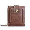 Vintage Men Wallet Short Purse Hasp Zipper Card Case Purse Solid Color PU Leather High Quality Durable  Wallet Convenient Male