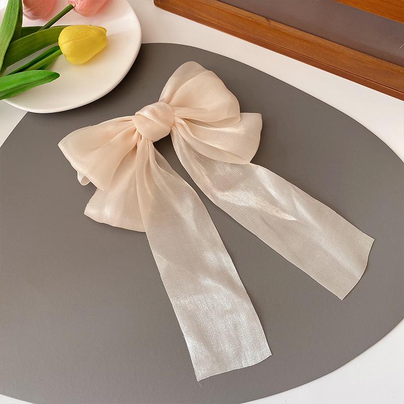 Korean Style Candy Color Bow Ribbon Mesh Spring Hairpin Clip шампанского