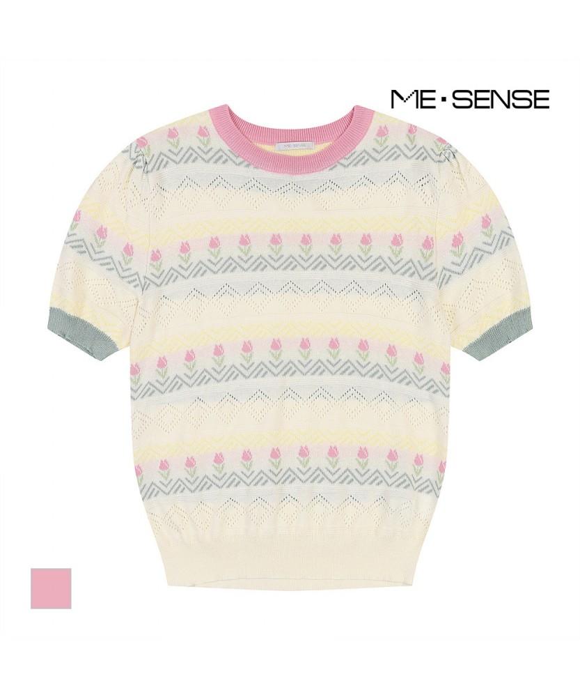 MESENSE Floral Pattern Style Short Sleeve Knit_Mb47Knm312Z