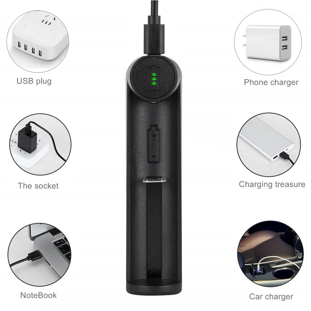 3.7V Smart Charger for Li-ion Batteries Auto-Stop Fully Charged, Fits 26650/18650/21700/16340/14500 For Flashlights E-Cigarettes