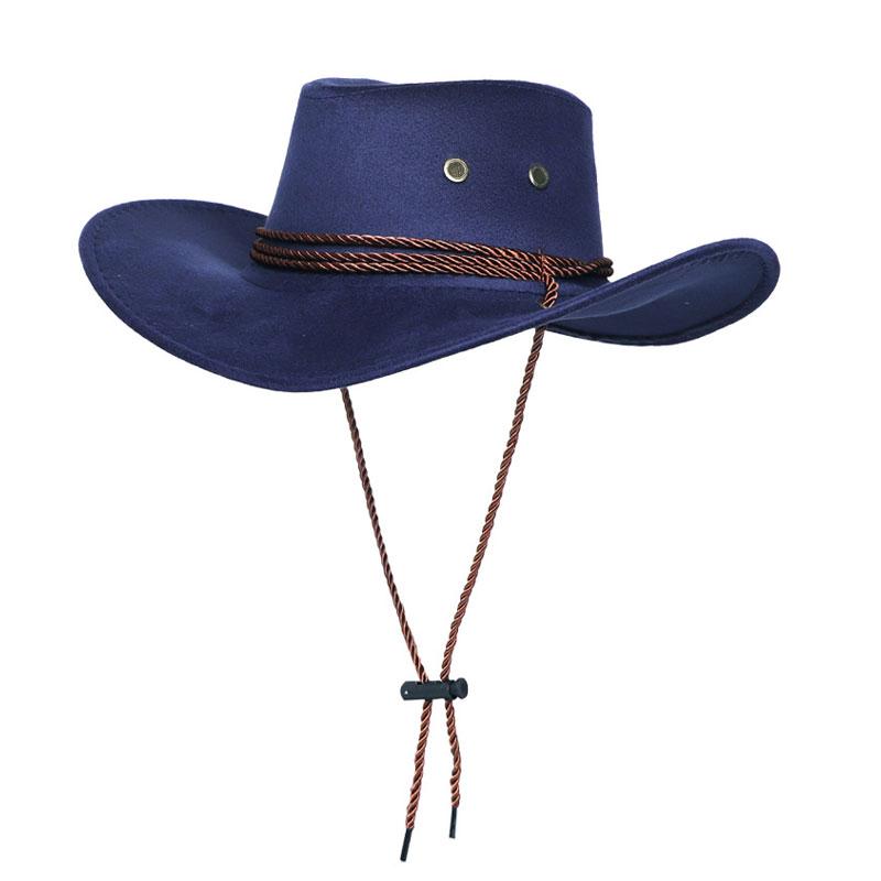 Adult Western Suede Hat Wide Brim Western Cowboy Hat Vintage Knight Top Hat Cowboy Outdoor Hiking Travelling Summer Cap