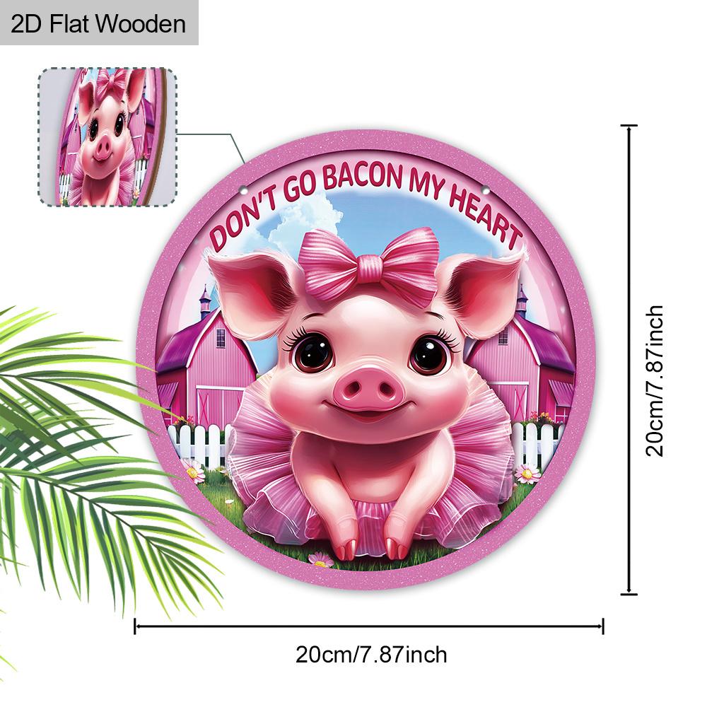 2D Flat 1pc Valentine's Day Pink Pig Wooden Hanging Ornament, Wall-Mounted Decor for Bar, Kitchen, Coffee, Home, Living Room, Office, Party