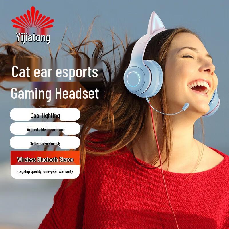 

Yijiatong Cat Ear Wireless Bluetooth Headphones