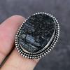 Natural Black Tourmaline Gemstone 925 Sterling Silver Jewelry Ring Size 9 Q4m36