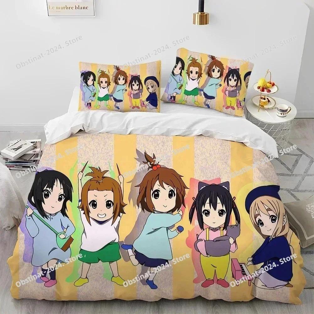 3D Anime K-ON Cute Kawaii Girl Bedding Set Printed Single Comforter Quilt Duvet Cover Pillow Case 3 Pieces Sets Kids Adult Size