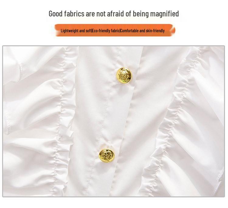 Girls' White Long Sleeve Shirt - Spring/Autumn 2025 Collection for Children