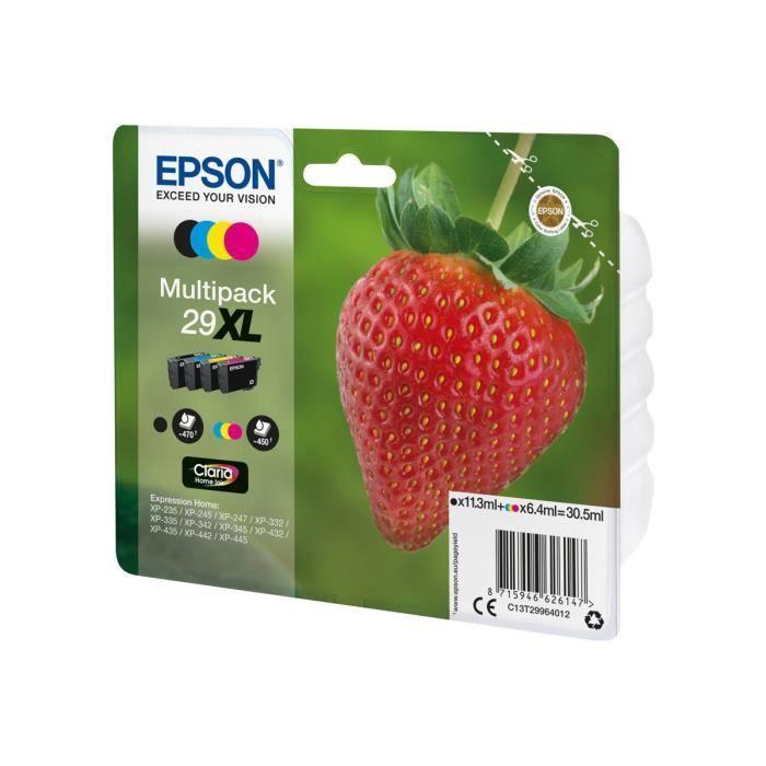 Epson 29XL Multipack Pack de 4 XL noir, jaune, cyan, magenta originale blister cartouche d'encre pour Expression Home XP-245,…