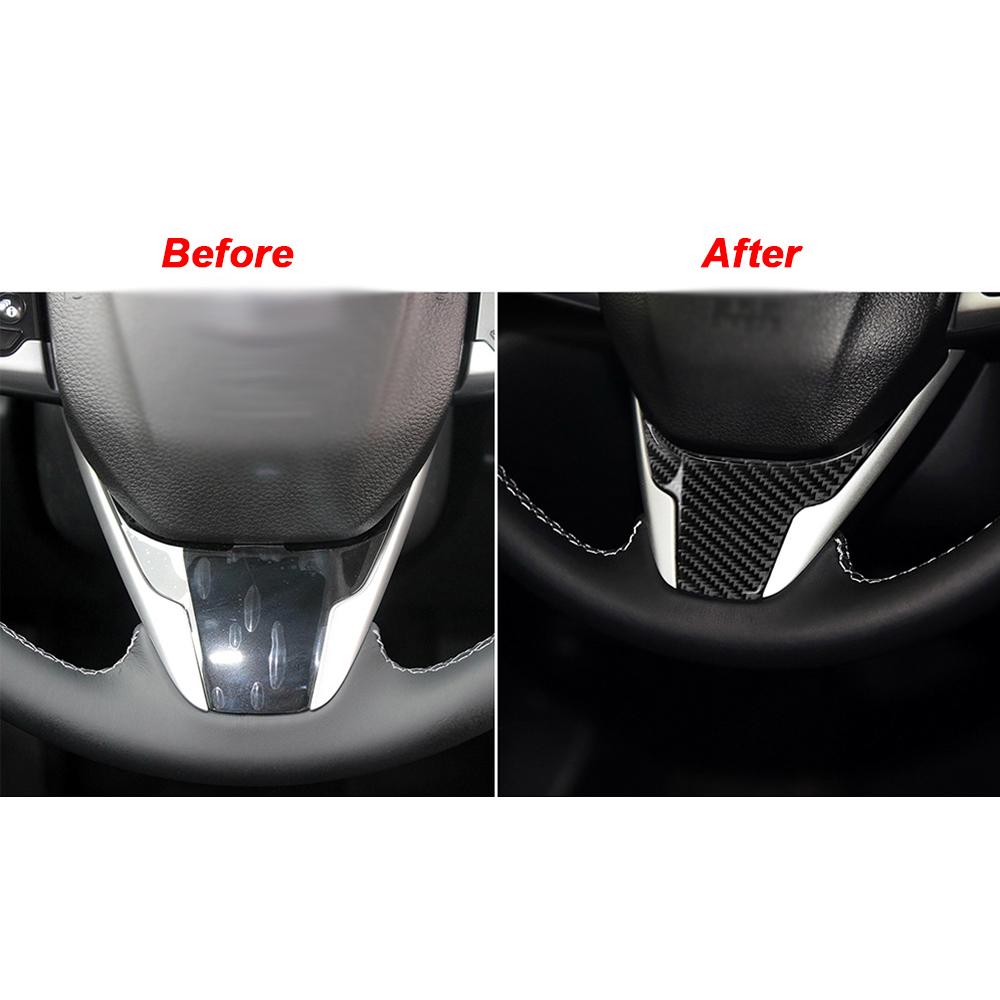 Car Interior Car Steering Wheel Stickers Trim Carbon Fiber Sticker Protective Decoration For Honda Civic 2016 2017 2018