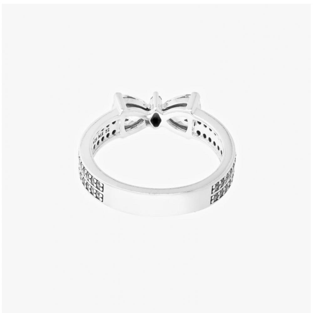 Pandora 193552c01 Timeless Sparkling Bow Double Row Silver Ring