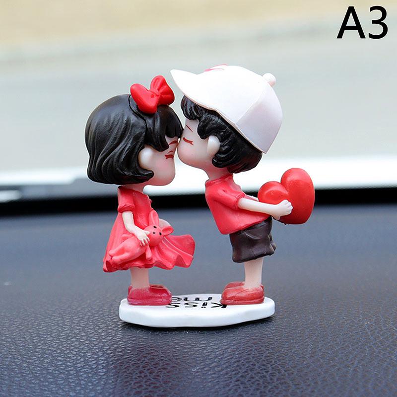 Cute Kiss Couple Car Interior Decoration Action Figures Auto Rearview Mirror Dashboard Ornaments Gift Home Desktop Decor