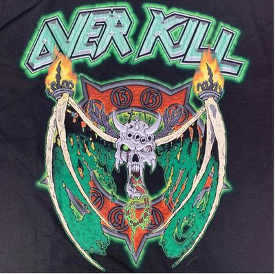Camiseta Unisex de Algodón Negra con Logo de Overkill Reimpreso S-5XL