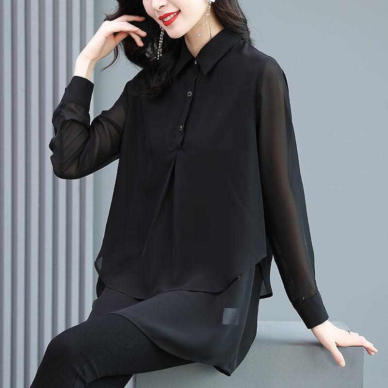 Loose Large Size Fashionable  Chiffon Shirt for Women with Designer Blouse