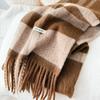 Spot autumn and winter women's models with scarves, retro classic British plaid fringed warm shawl