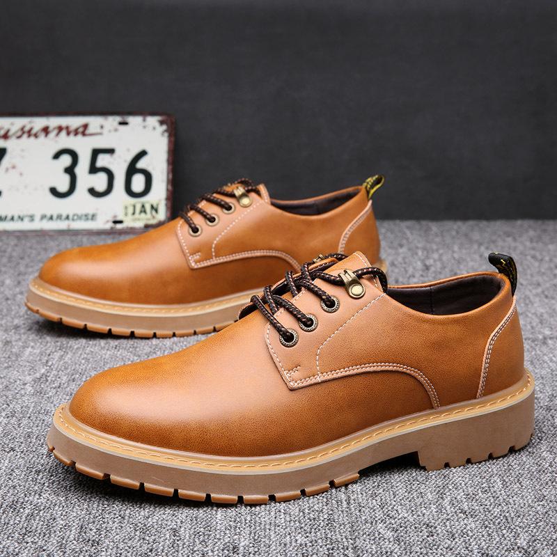 Mode 2024 Automne Hiver Nouveau Designer Plateforme Chaussures Hommes Grosse Tête En Cuir De Vache Chaussures De Travail Mâle Tendon De Bœuf Britannique Vintage Hommes Chaussures