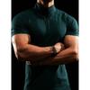 Men European Size Slim Fit Summer Half Zip Short Sleeve Ribbed Polo Shirt